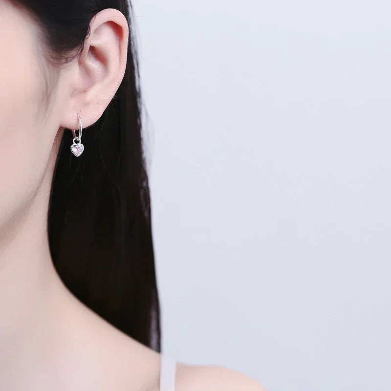 Fashion Romantic Heart Zircon Hoop Earrings DS4605