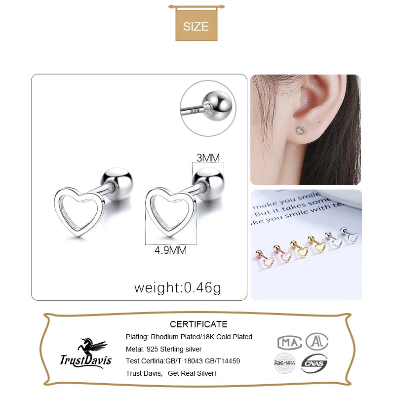 Fashion Romantic Hollow Heart Love Screw Stud Earrings DA2521