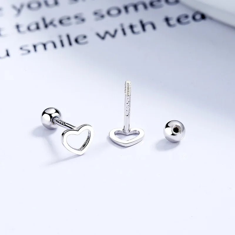 Fashion Romantic Hollow Heart Love Screw Stud Earrings DA2521