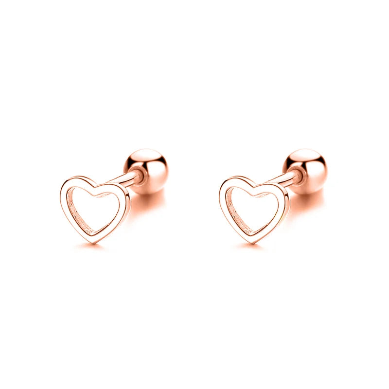 Fashion Romantic Hollow Heart Love Screw Stud Earrings DA2521