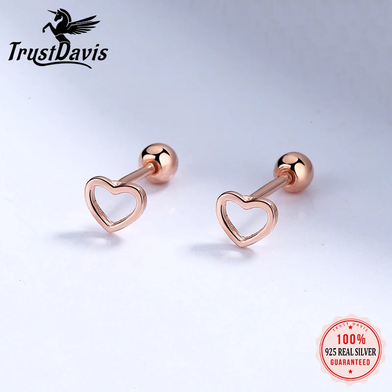 Fashion Romantic Hollow Heart Love Screw Stud Earrings DA2521