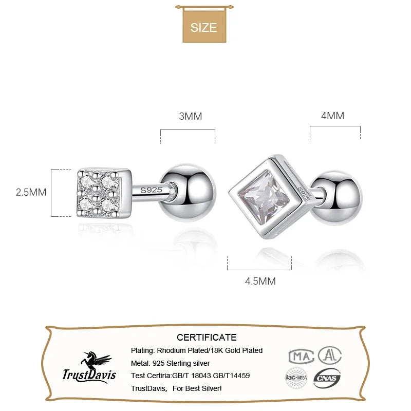 Fashion Square CZ Beads Screw Earring DB1423