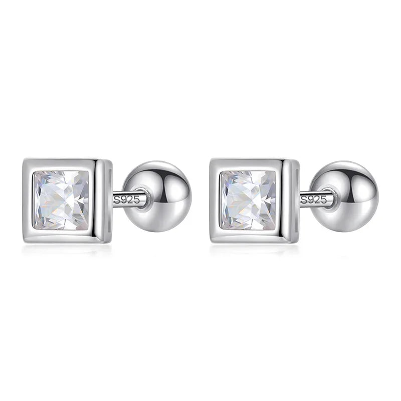 Fashion Square CZ Beads Screw Earring DB1423