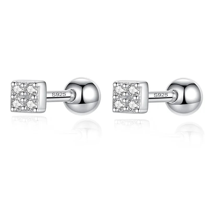 Fashion Square CZ Beads Screw Earring DB1423