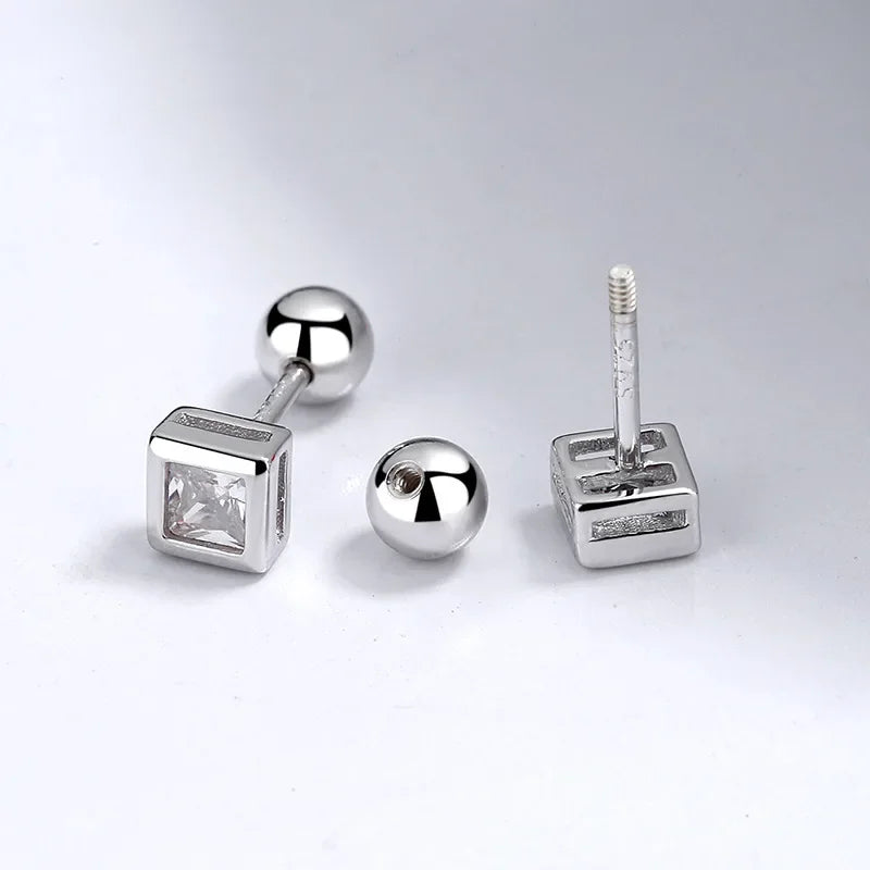 Fashion Square CZ Beads Screw Earring DB1423