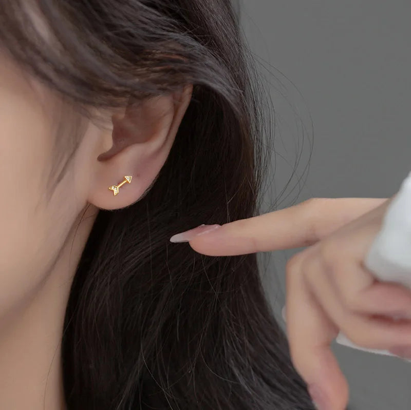 Arrow Shiny Screw Stud Earrings DG0136