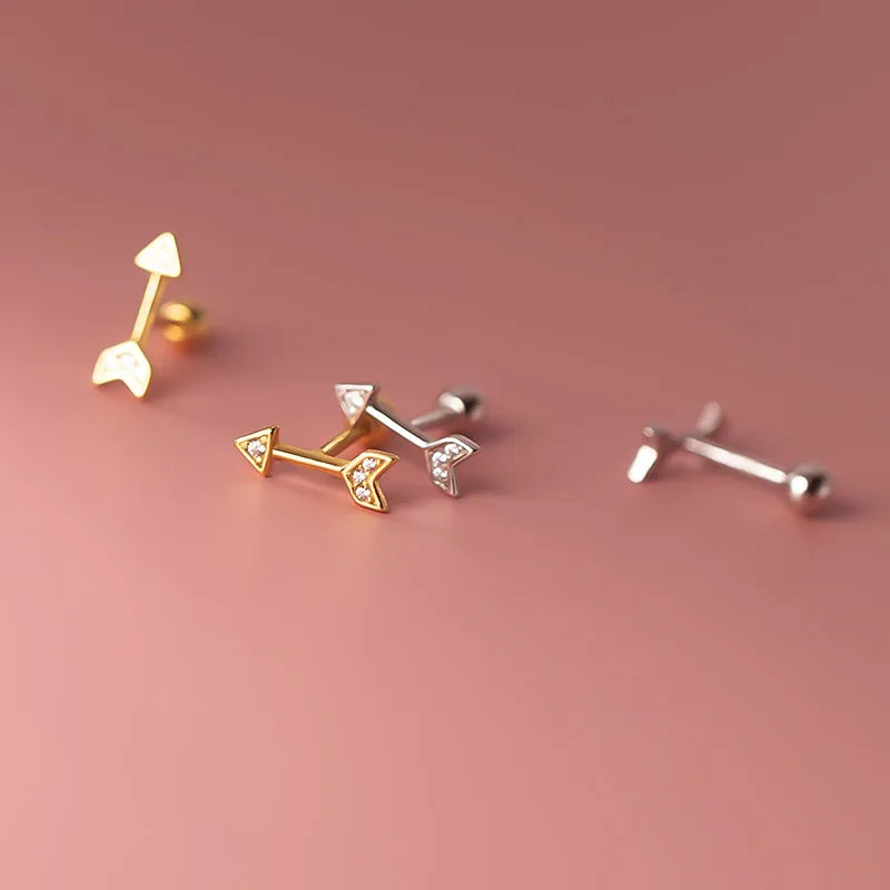 Arrow Shiny Screw Stud Earrings DG0136