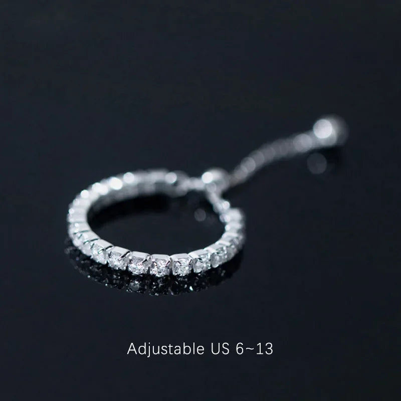 Fashion Sweet CZ Chain Ring Sizable DA2375