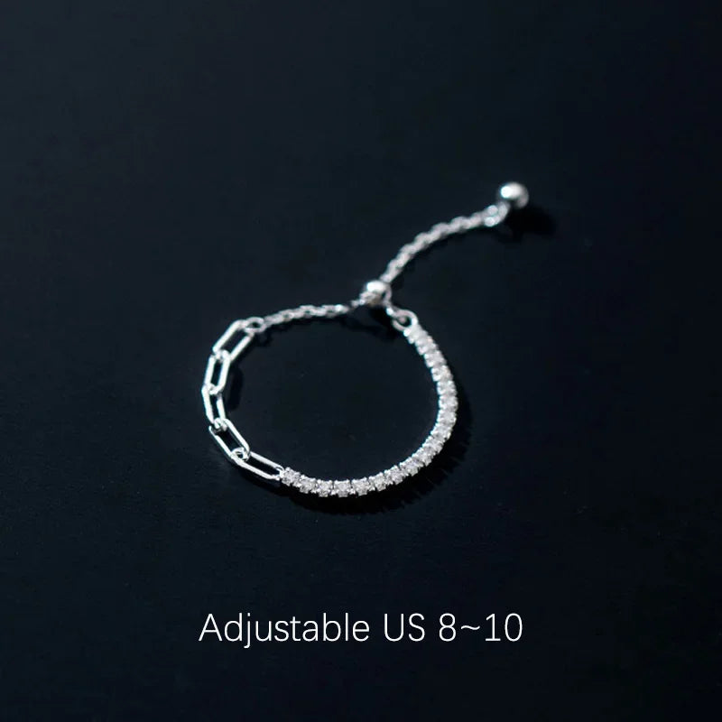 Fashion Sweet CZ Chain Ring Sizable DA2375