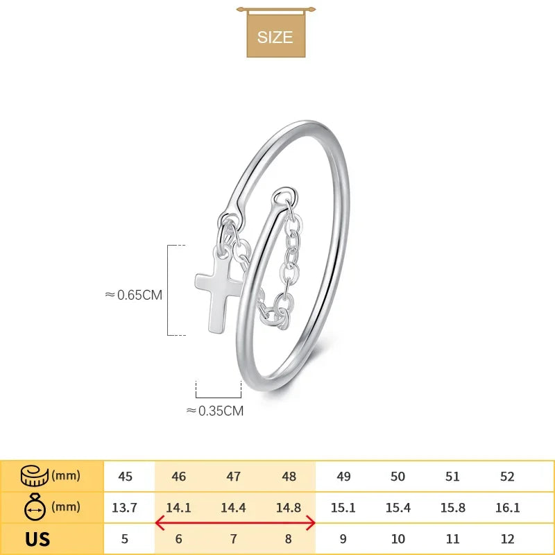 Fashion Sweet Cross Chain Ring Sizable DB1082