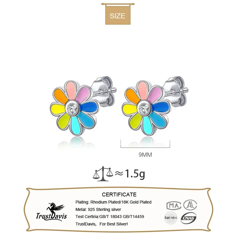 Fashion Sweet Glaze Flower Charm Stud Earrings DK004