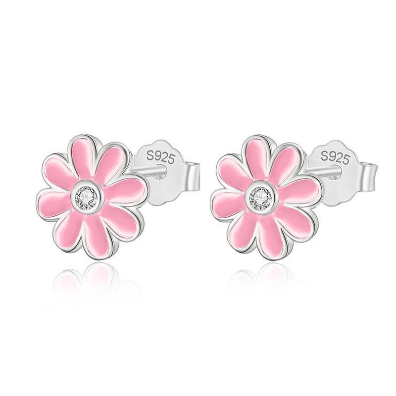 Fashion Sweet Glaze Flower Charm Stud Earrings DK004