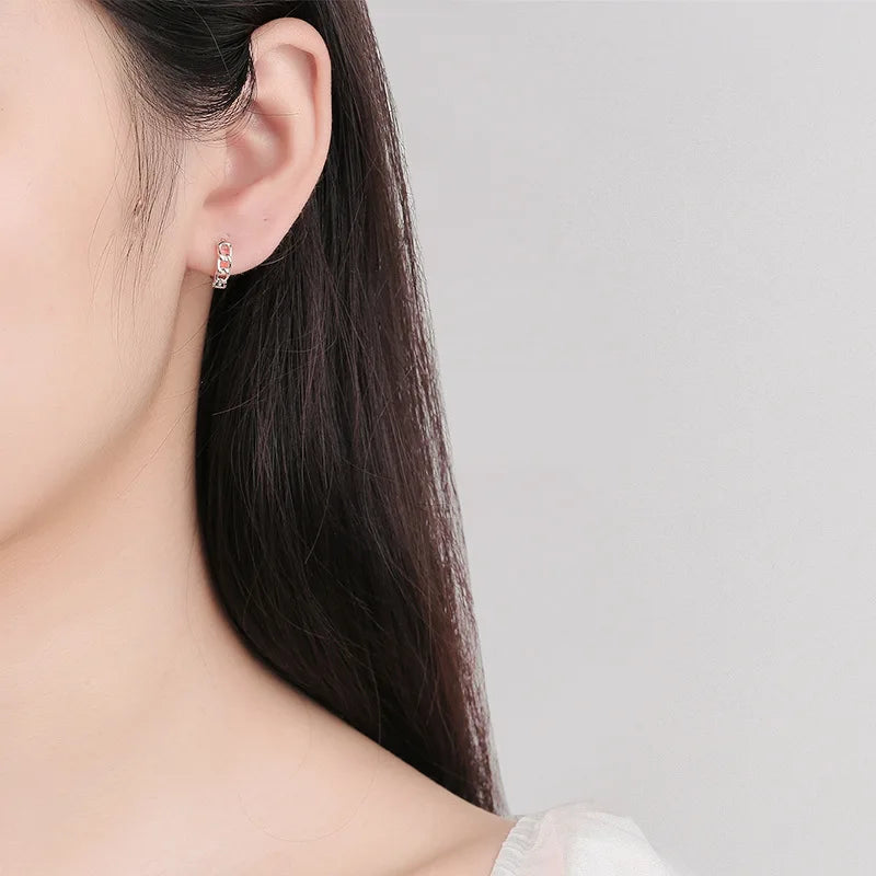 Hollow Knit Chain Hoop Earrings For Women Wedding Party Fine Jewelry DA2512