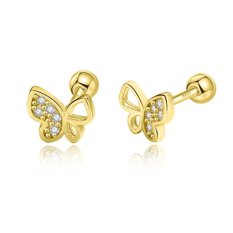 Sweet Butterfly Bear Screw Stud Earrings DG0013