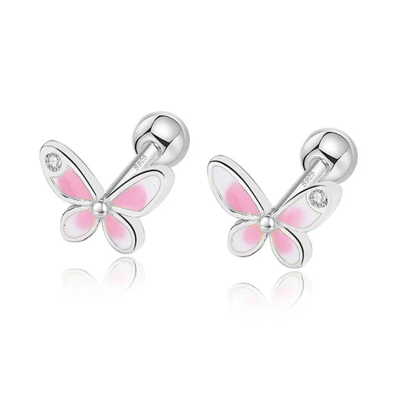 Sweet Butterfly Bear Screw Stud Earrings DG0013