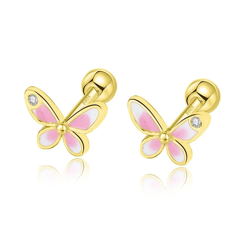 Sweet Butterfly Bear Screw Stud Earrings DG0013