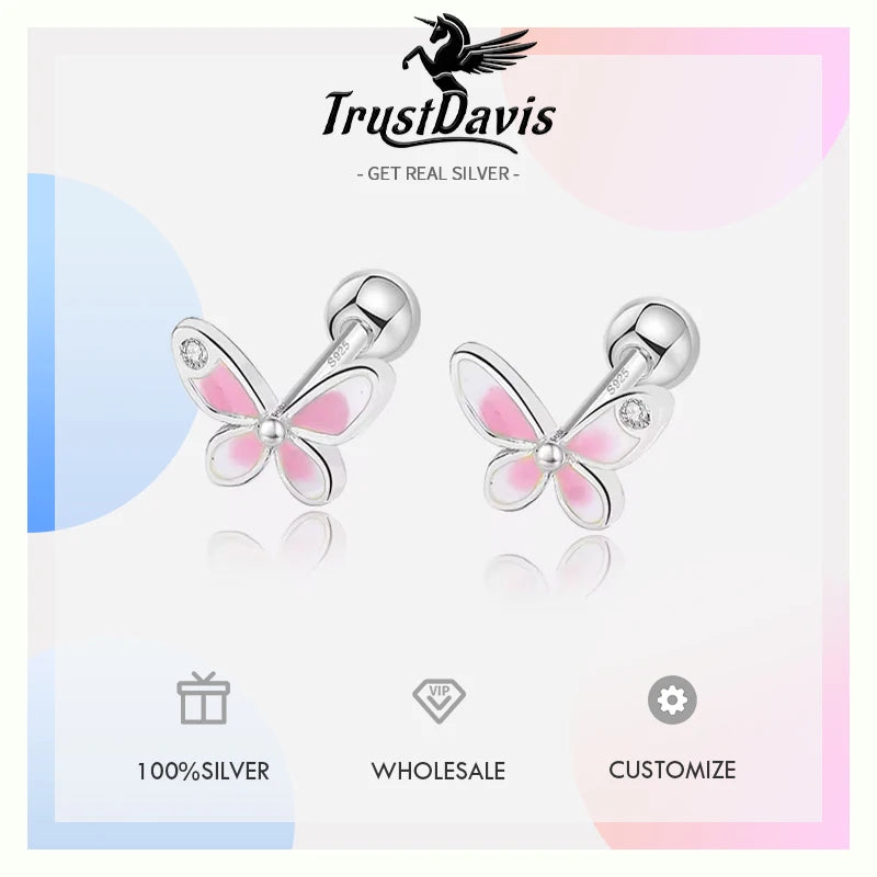 Sweet Butterfly Bear Screw Stud Earrings DG0013