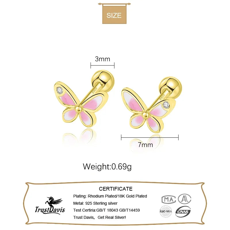 Sweet Butterfly Bear Screw Stud Earrings DG0013