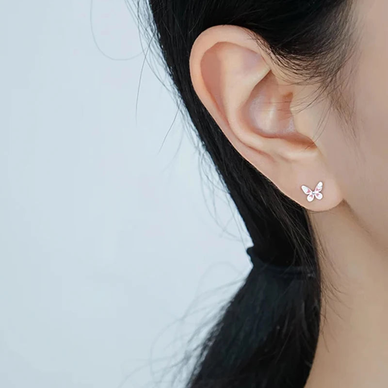 Butterfly Screw Stud Earrings For Women Wedding Fine Jewelry DB082