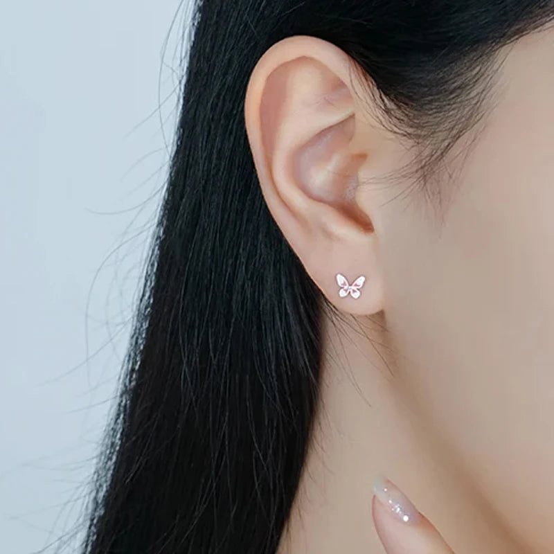 Butterfly Screw Stud Earrings For Women Wedding Fine Jewelry DB082