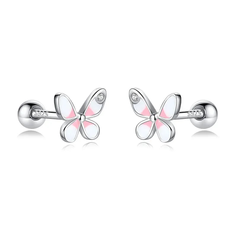 Butterfly Screw Stud Earrings For Women Wedding Fine Jewelry DB082