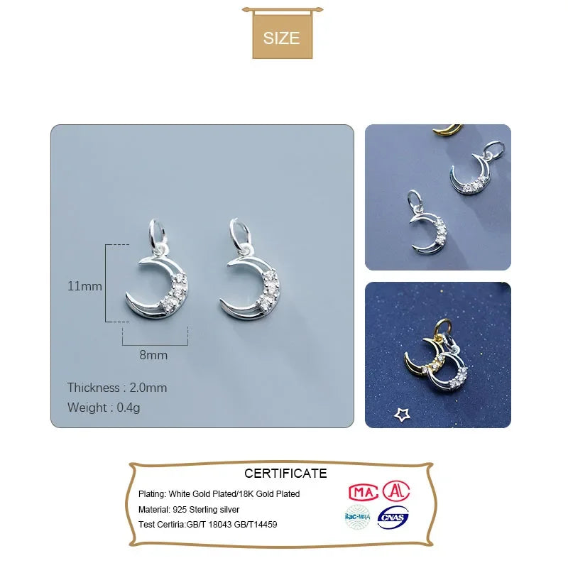Moon Shiny CZ Charm Pendant DIY Accessories DZ410