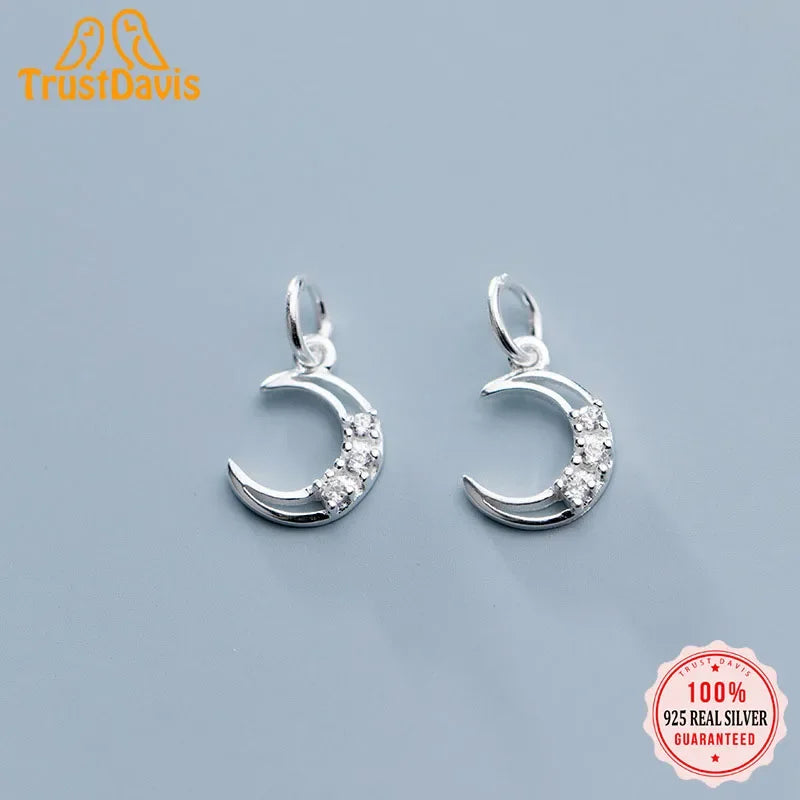 Moon Shiny CZ Charm Pendant DIY Accessories DZ410