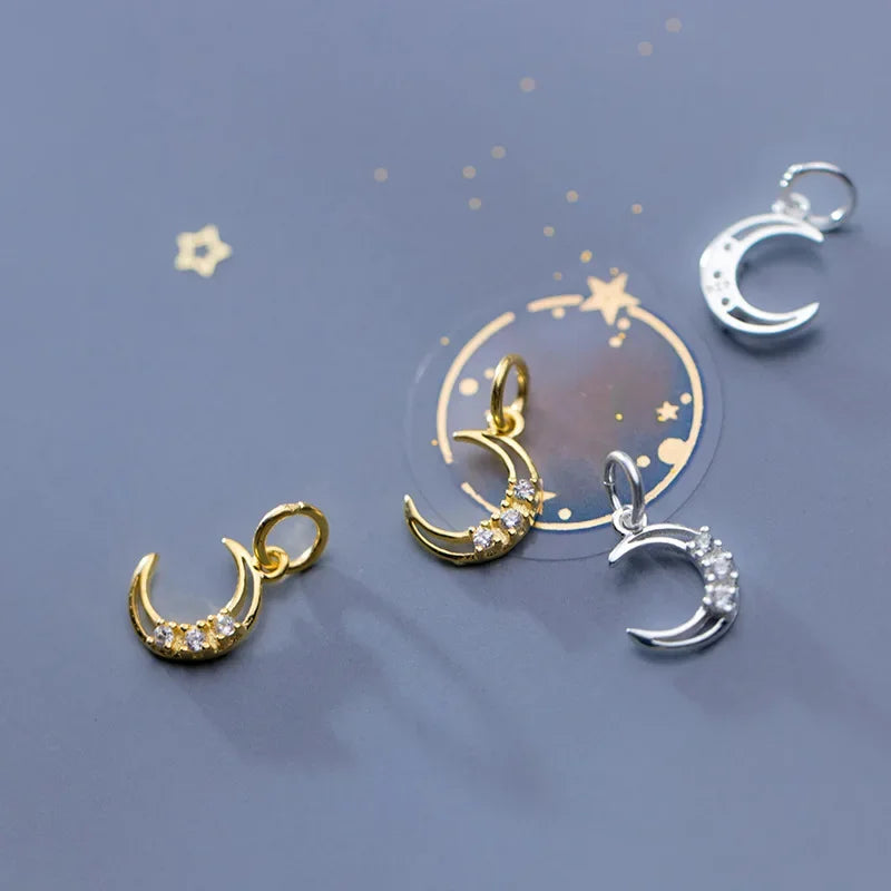 Moon Shiny CZ Charm Pendant DIY Accessories DZ410