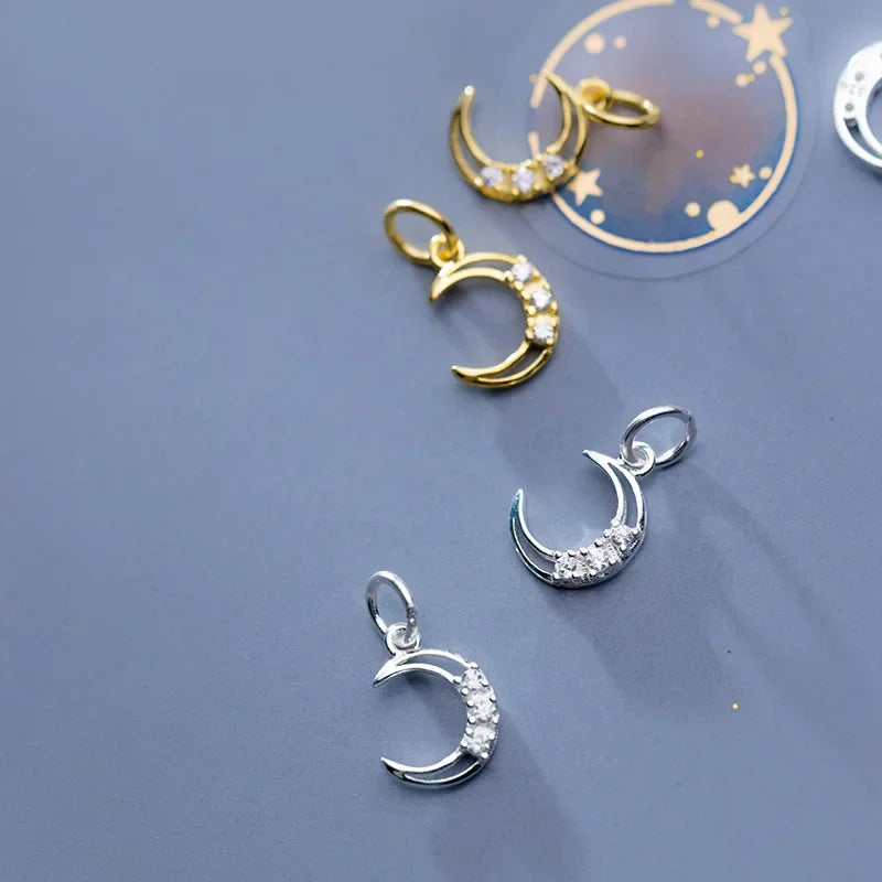 Moon Shiny CZ Charm Pendant DIY Accessories DZ410