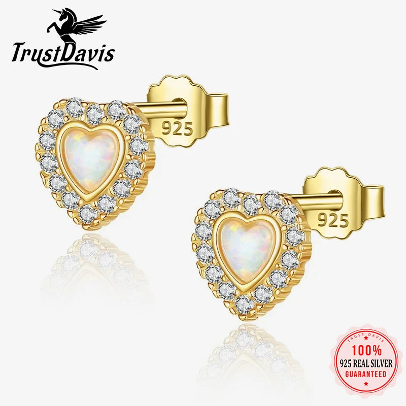 Love Heart Opal Stud Earring DA2142