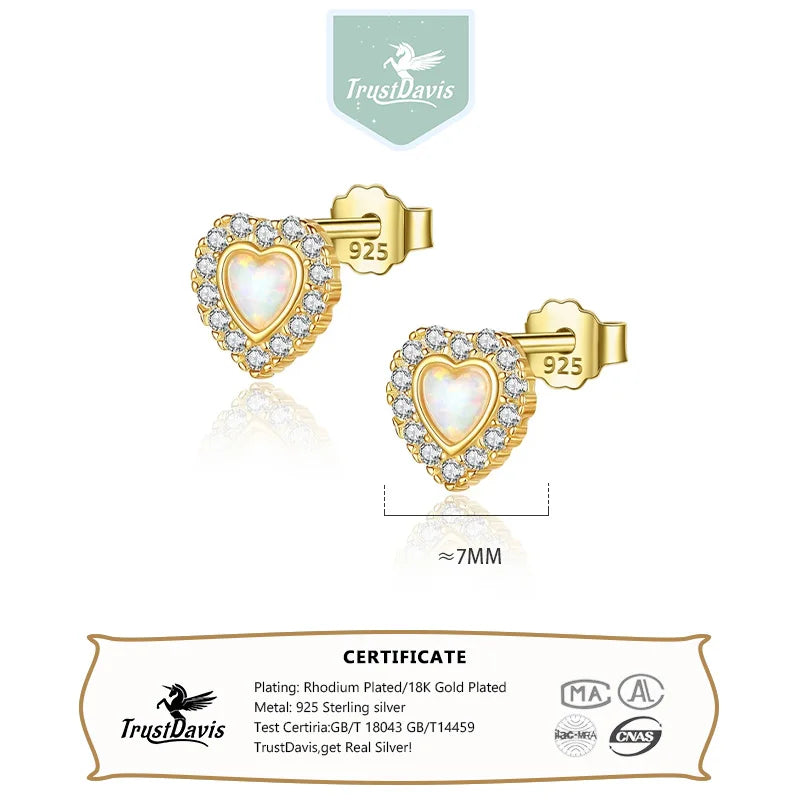 Love Heart Opal Stud Earring DA2142