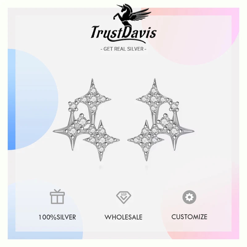 Sweet Star CZ Stone Charm Stud Earrings DA2487