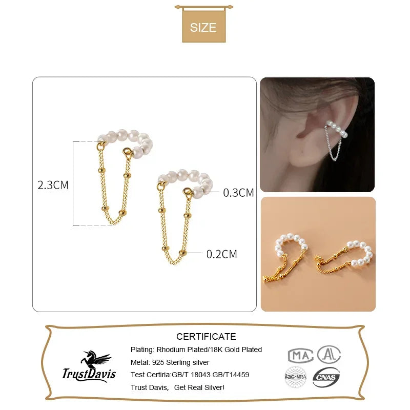 Fashion Synthesis Pearl Chain Clip Earrings DA2361