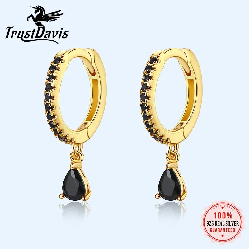 Geometric Water Drop Pendant Charm Hoop Earrings DA2654