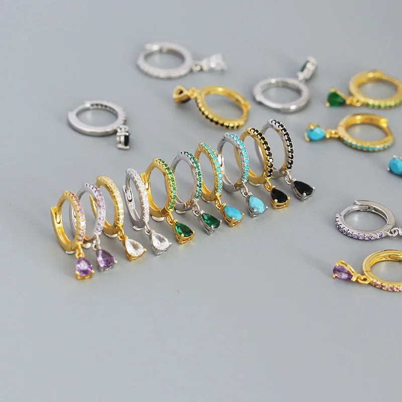 Geometric Water Drop Pendant Charm Hoop Earrings DA2654