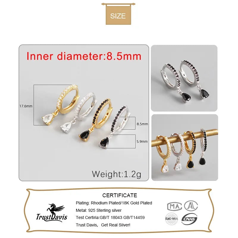 Geometric Water Drop Pendant Charm Hoop Earrings DA2654