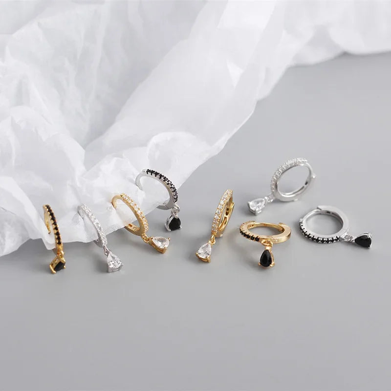 Geometric Water Drop Pendant Charm Hoop Earrings DA2654