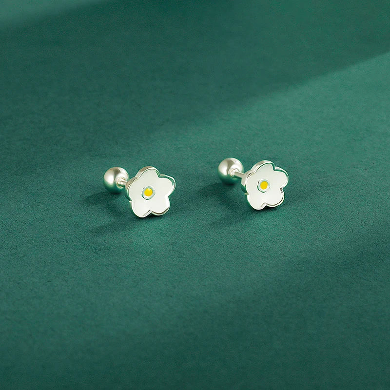 Kids Stud Colour Glaze Flower Screw Stud Earrings DF362
