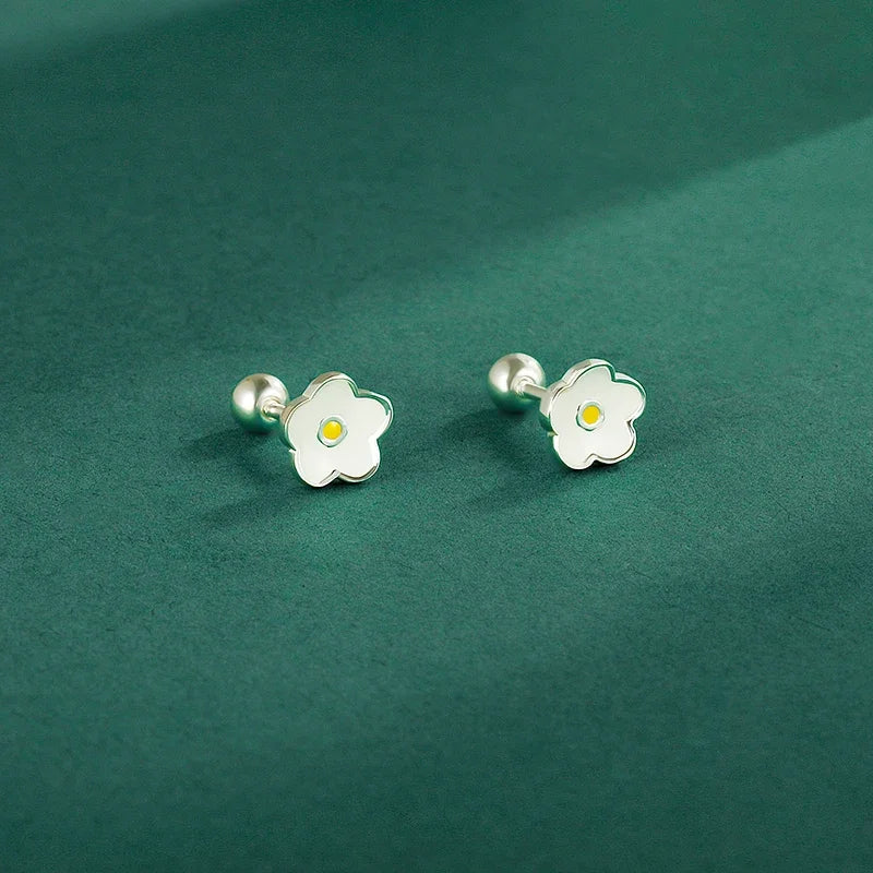 Kids Stud Colour Glaze Flower Screw Stud Earrings DF362