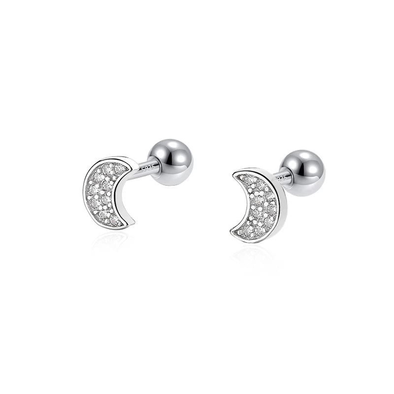 Moon Screw Stud Earrings For Women Valentine's Day Fine Jewelry Gift DA2865