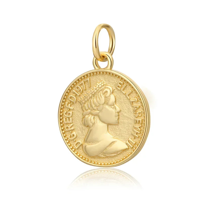 Round queen coin Charm DIY Accessories Jewelry DZ317