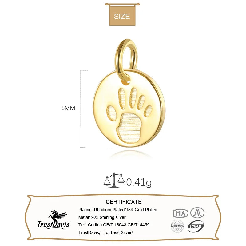 DIY Necklace Round Palm Footprint Accessories Fine S925 Jewelry Gift HY622
