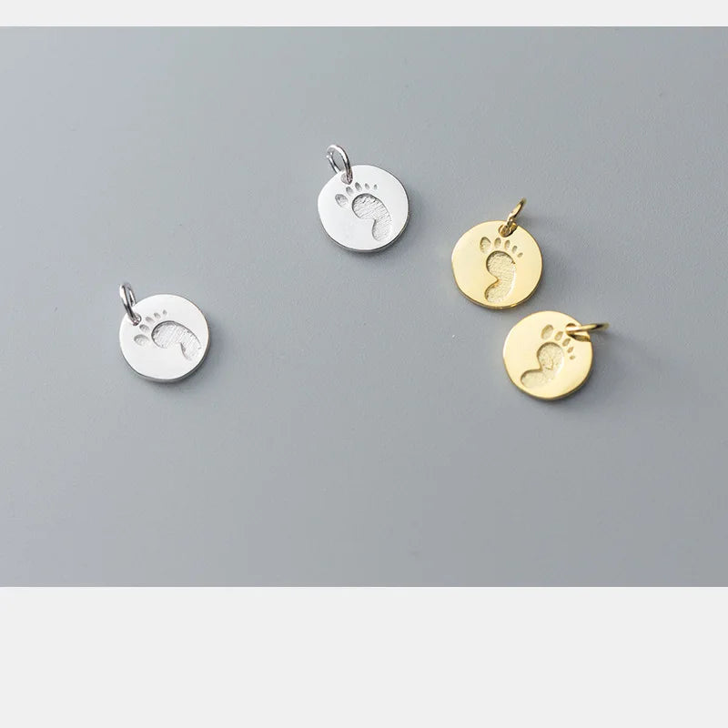DIY Necklace Round Palm Footprint Accessories Fine S925 Jewelry Gift HY622
