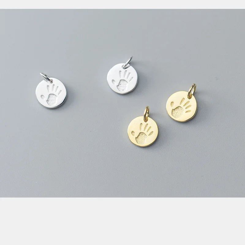 DIY Necklace Round Palm Footprint Accessories Fine S925 Jewelry Gift HY622