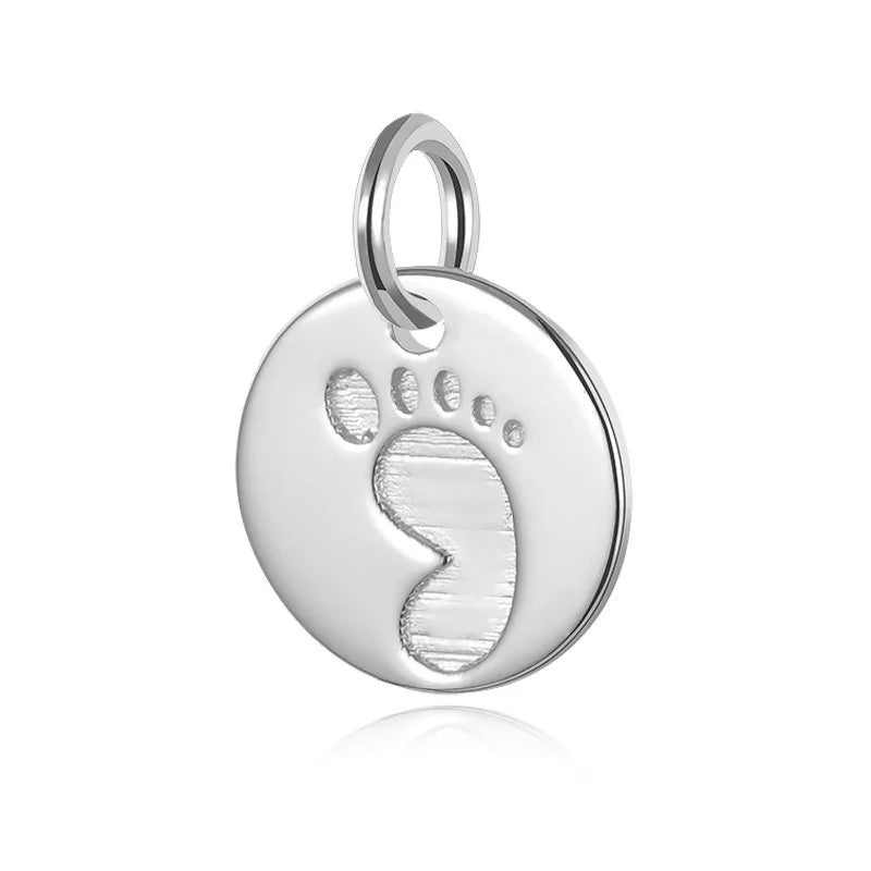 DIY Necklace Round Palm Footprint Accessories Fine S925 Jewelry Gift HY622