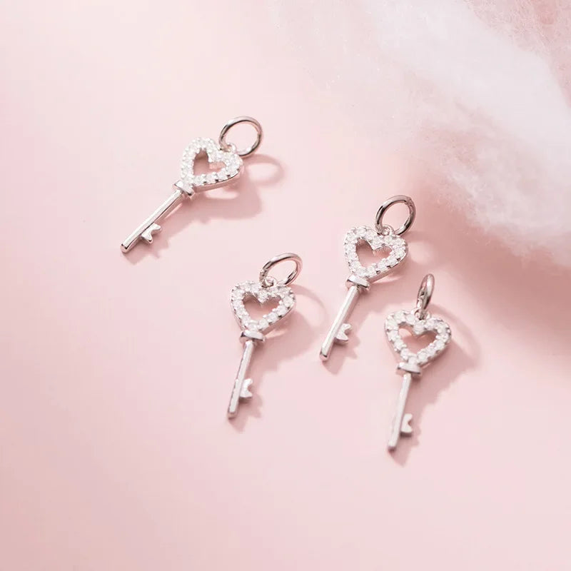 Heart Key Charm Pendant Handmade DIY Accessories DZ419