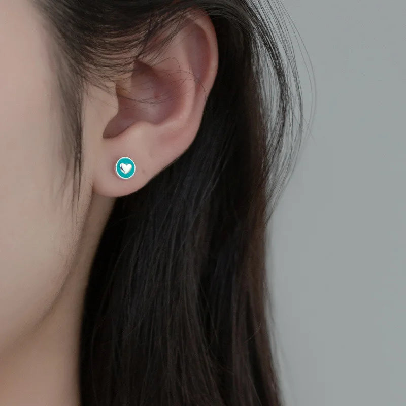 Romantic Heart Bead Screw Stud Earrings DS3972