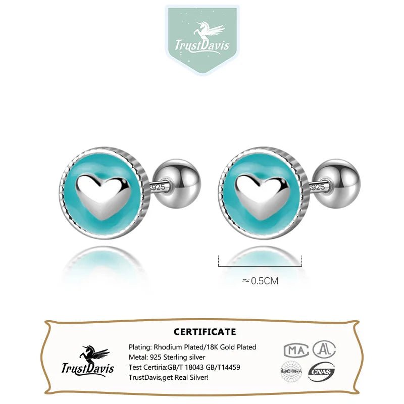 Romantic Heart Bead Screw Stud Earrings DS3972