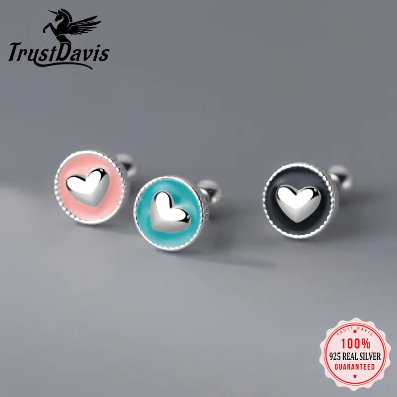 Romantic Heart Bead Screw Stud Earrings DS3972