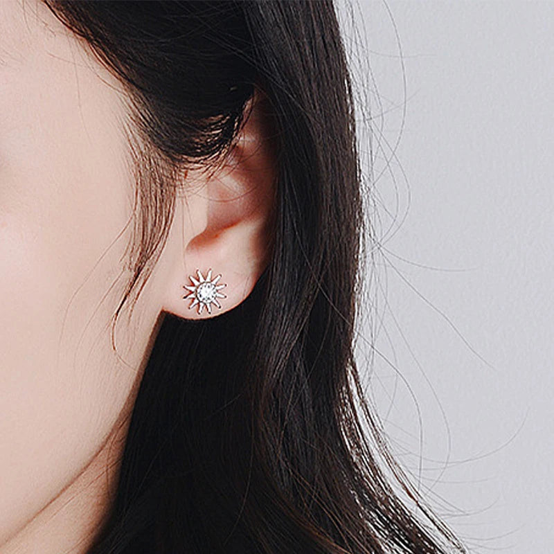 Sweet Asymmetry Twinkling CZ Moon Star Stud Earring DA2141